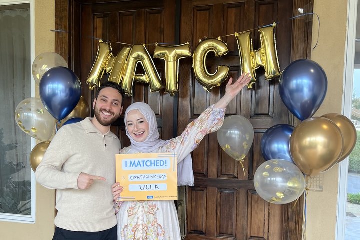 UCLA medical student Reem Karmouta, pictured celebrating Match Day, discusses matching into residency. 