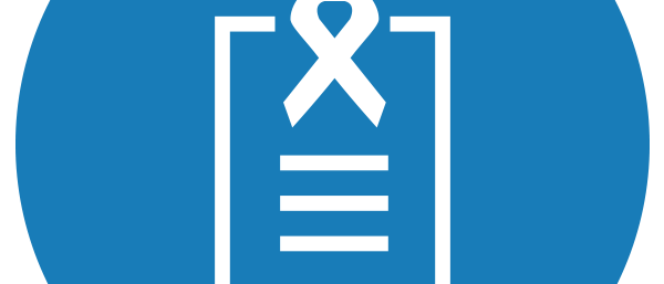 Blue and white icon representing AIDS research