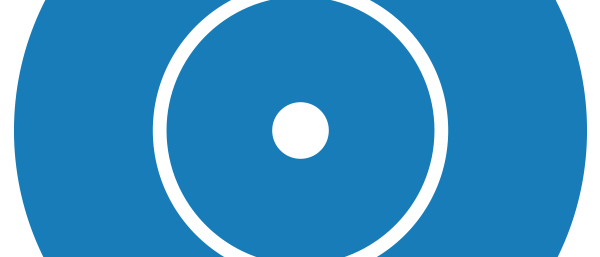 Blue and white icon representing a target