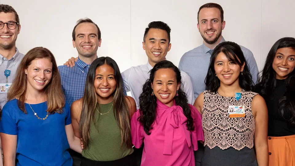 A group of medical school residents in plain clothes at UCLA medical school