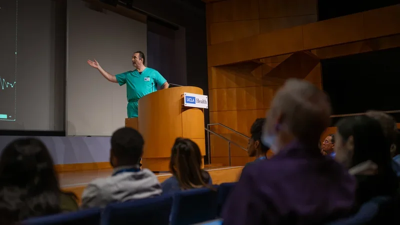 Doctor speaking at event