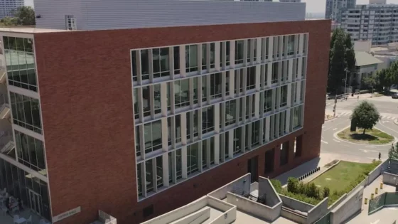 Aerial view of Geffen Hall medical school