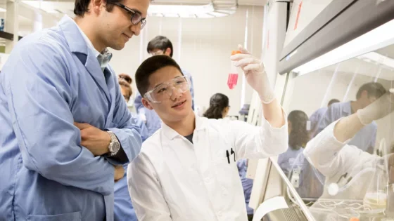 Medical school collaborators in a lab