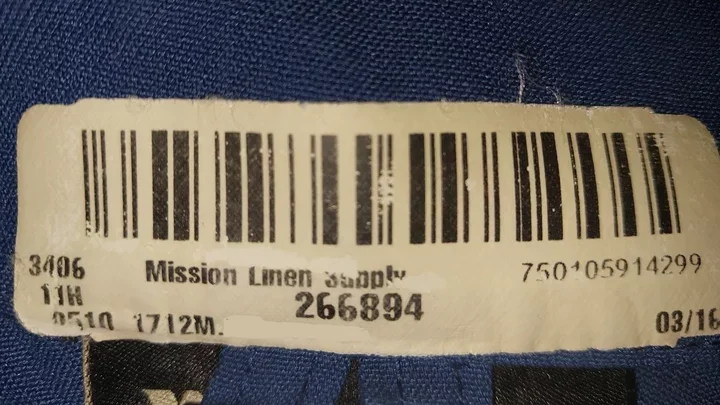 Worn out barcodes are illegible to our laundering company and must be retaped.