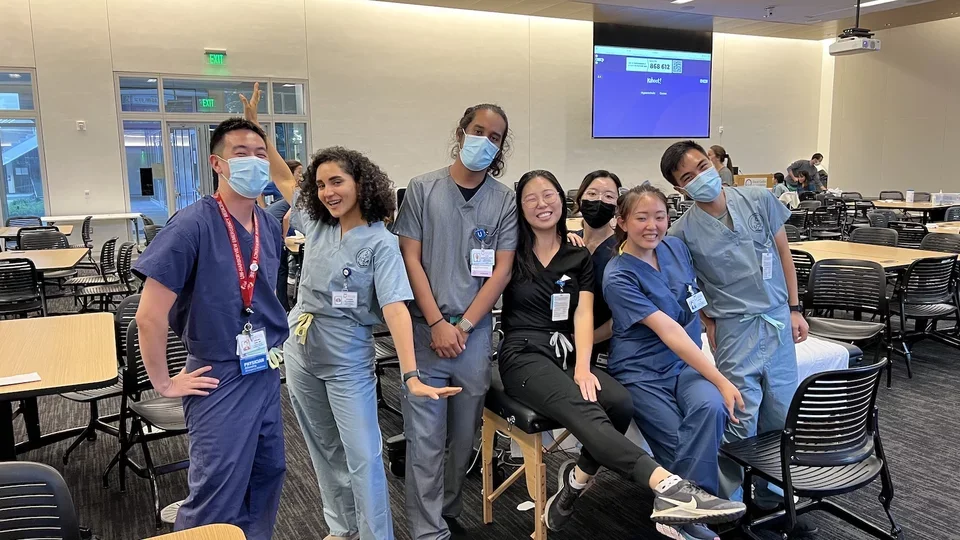 Becoming a doctor: Ilich Rodriguez-Rivas pictured with his classmates