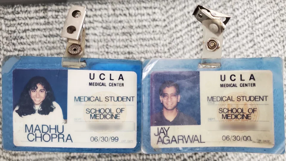 Jay and Madhu Agarwal student ID badges