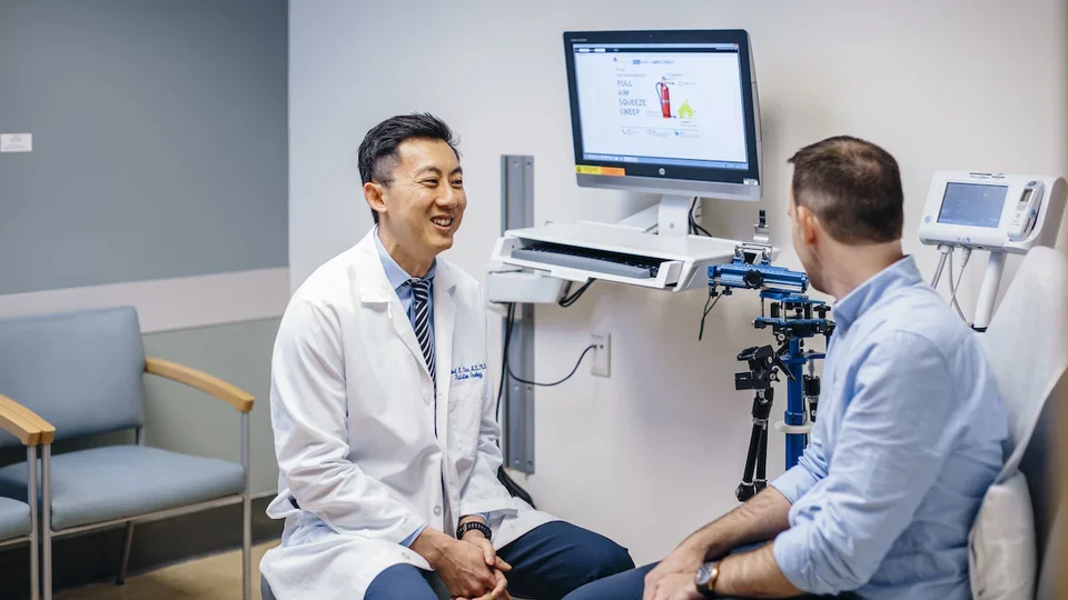 Doctor and patient in a clinic room