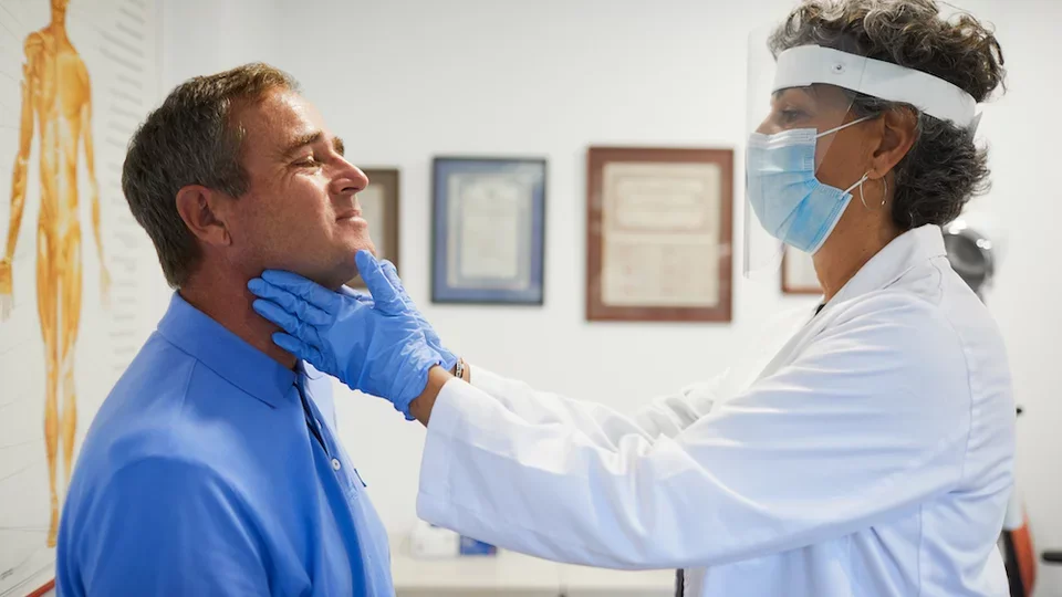 UCLA Health Endocrinologist Performs Thyroid Disorder Physical Examination