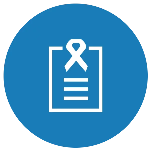 Blue and white icon representing AIDS research