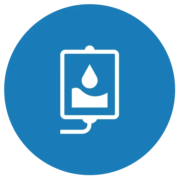 Blue and white icon representing a leukemia drug treatment