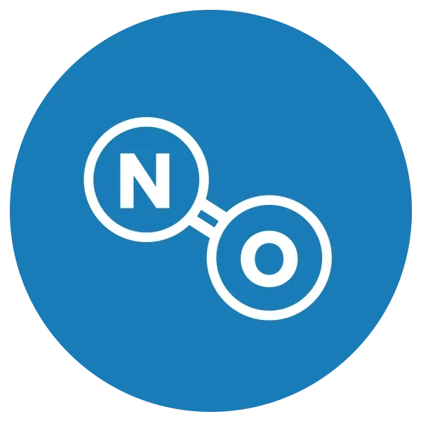 Blue and white icon representing molecular signaling