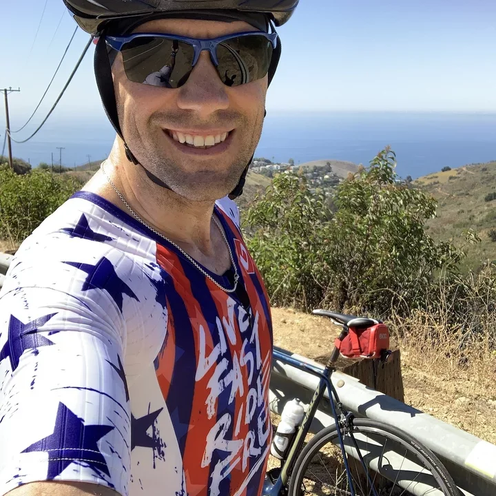 UCLA Surgical Oncologist Dr. Brian Kadera, pictured on a bike ride 