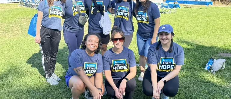 First and second-year genetic counseling students coming together at the Team Hope Walk, proudly supporting the Huntington's Disease Society of Los Angeles.