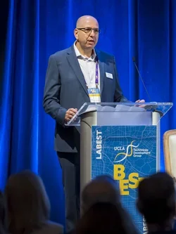 Amir Naiberg, associate vice chancellor and CEO of UCLA TDG, addresses attendees at LABEST’s Bioscience Conference