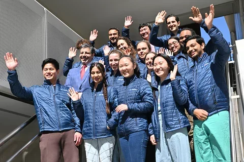 2024 CNS Awards CORE Lab Waving on Geffen Hall Steps