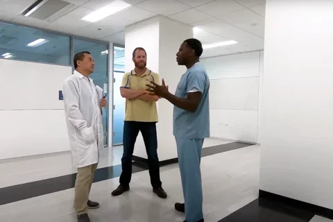 UCLA researchers collaborate in a shared space 