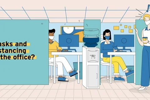 Social Distance in office cartoon