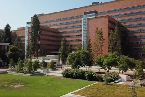 An exterior photo of the South Tower research space