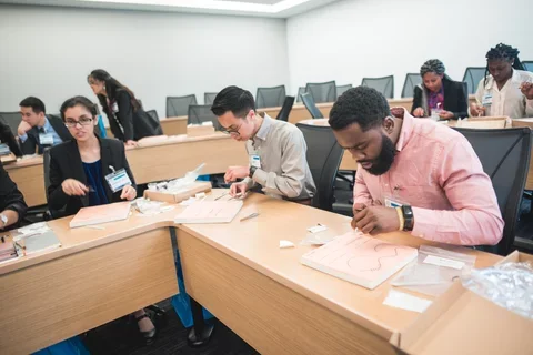 Employees at a training event