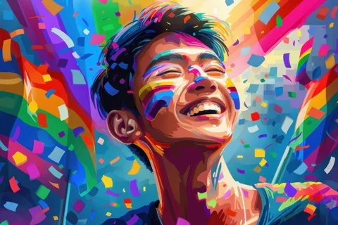 Colorful image of smiling boy