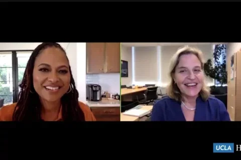 two women on video call