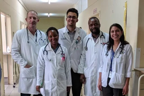 Dr. Chris Buck with UCLA medical students and Mozambican residents
