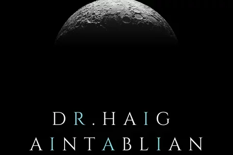 UCLA Aerospace Medicine interest Group Presents Dr. Haig Aintablian. October 21st at noon at Geffen Hall 207. Lunch provided. Black background with white and blue text and a moon in the center of a screen.