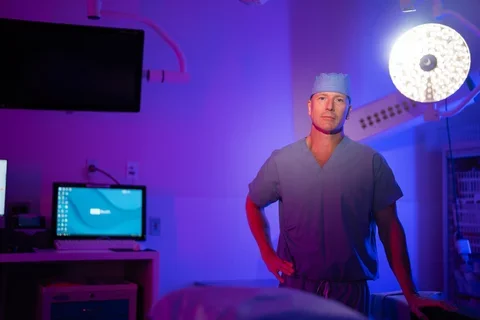 Kidney Transplant Surgery Specialist UCLA Medical School Jeffrey Veale posing the OR