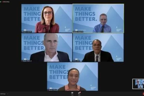 Clockwise, from top left, Dr. Carol Mangione, Dr. Steve Dubinett, Dr. Keith Norris, Dr. Helena Hansen and Dr. Thomas Rando discuss how they are fulfilling the David Geffen School of Medicine's guiding principle to "make things better."