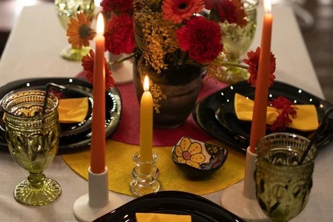 candlelit dinner set up 