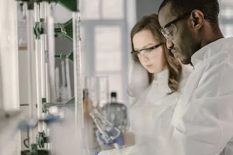 Researchers in lab