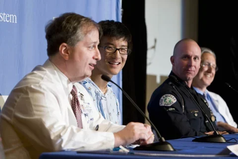 Traumatic Brain Injury Specialist Dr. Paul Vespa at a conference 