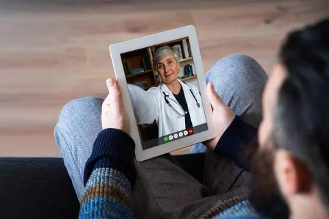 Patient participating in an online medical appointment
