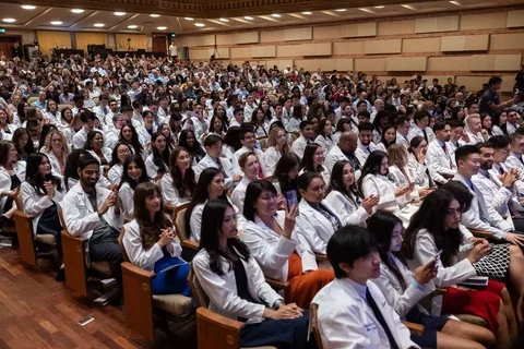 First-year medical students received their white coats during a ceremony Sept. 6 at UCLA's Royce Hall.