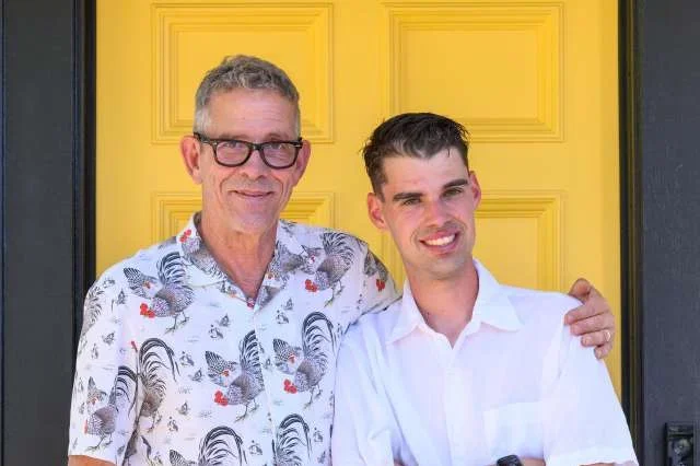 Joe Henry and his son, Franklin, who has a rare genetic mutation