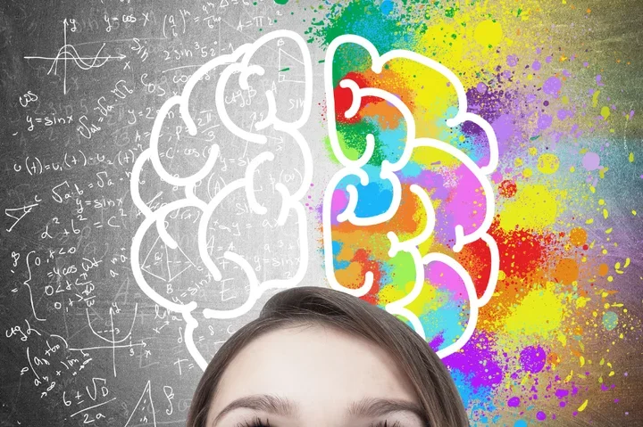 Person with brain illustration