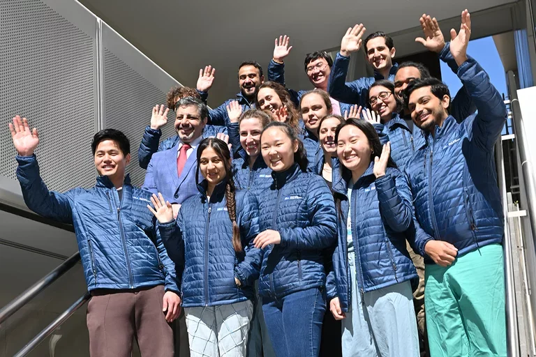 2024 CNS Awards CORE Lab Waving on Geffen Hall Steps