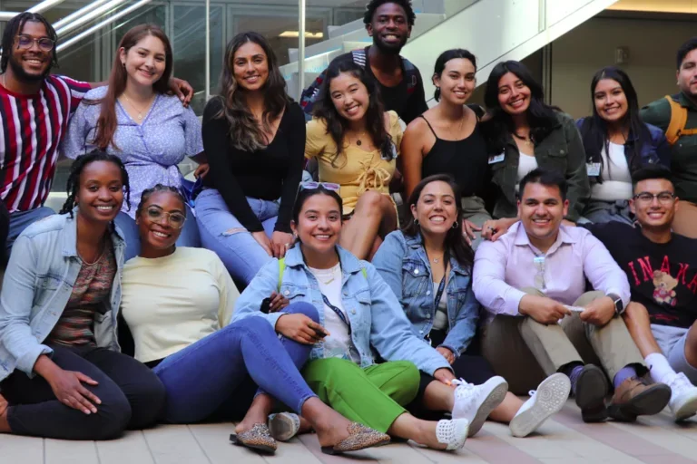 A PRIME-LA cohort gathered in the courtyard of Geffen Hall for group picture.