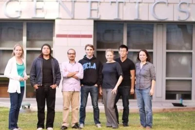 Human Genetics students standing in front of Gonda Center