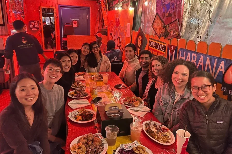 Natalie Chapkis and friends during a group dinner