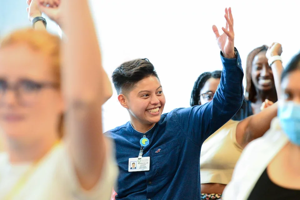 Students completing a classroom activity