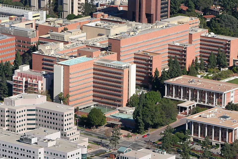 Aerial view of UCLA's lower medical school campus