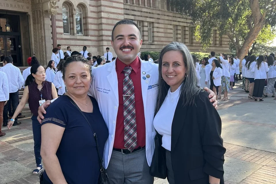 Medical student Antony Alvarado, pictured here in front of UCLA’s library, shares his story of becoming a doctor.  