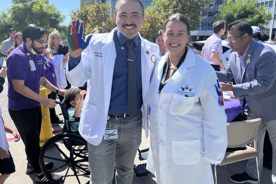 Medical student Antony Alvarado, pictured here with his colleague, shares his story of becoming a doctor.   