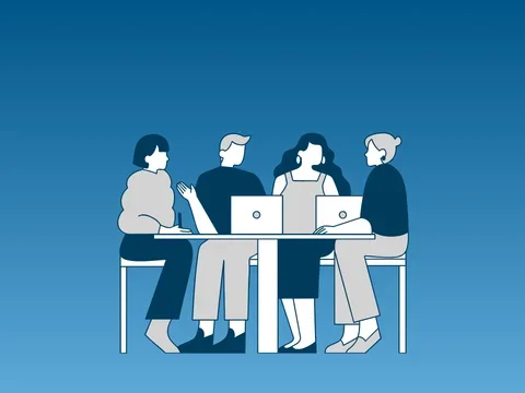Graphic of people talking around a table