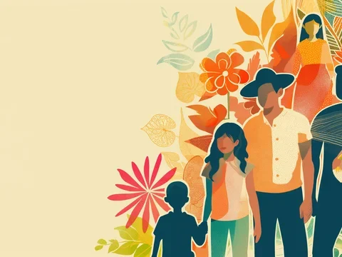 image of diverse people on foliage backgroud