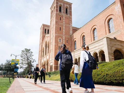 Students walking by Royce Hall