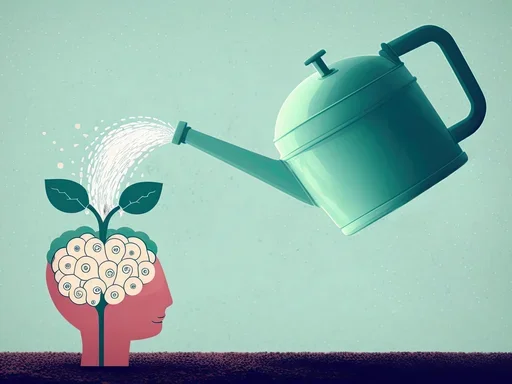 abstract image of a green pot watering a brain