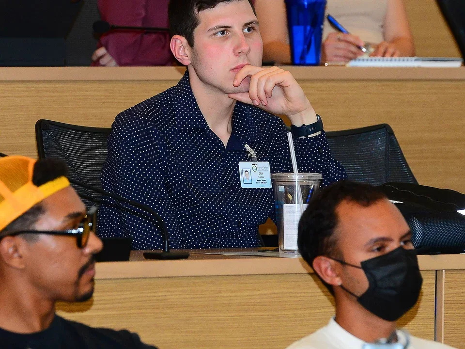 Students learning in a lecture hall
