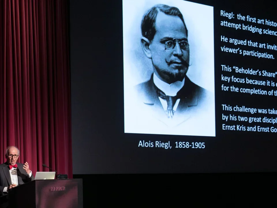 A presentation slide from an art and neuroscience event.